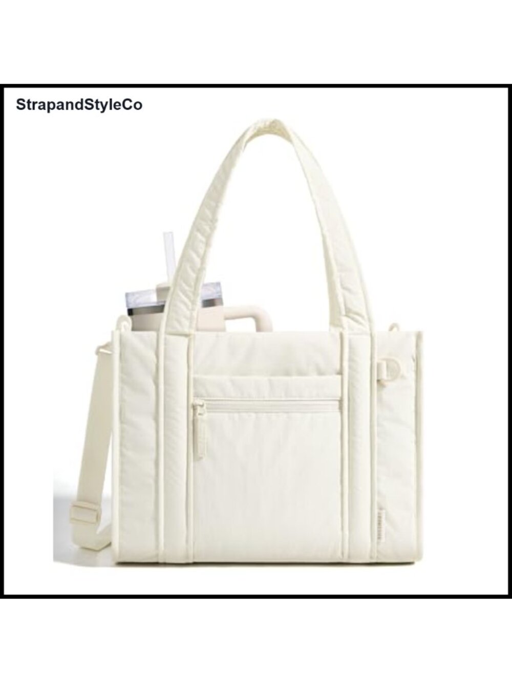Quilted Crossbody Tote Bag Water-Resistant Laptop Work Bag